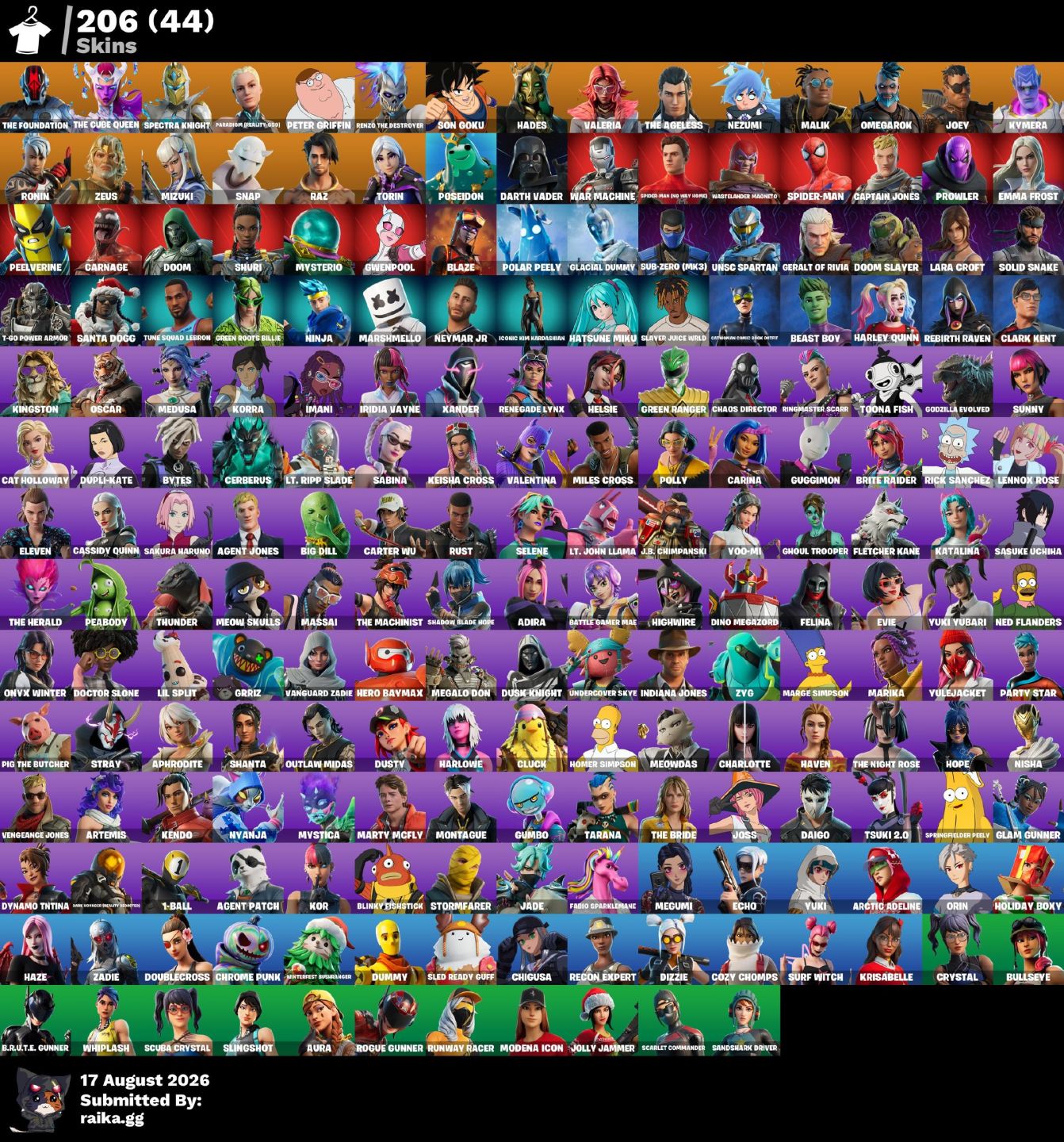 CONTA FORTNITE 208 SKINS + 267 PICARETAS MUITO CONTEÚDO RARO