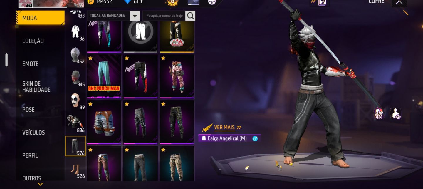 CONTA FREE FIRE GEMADA PRIME 8 / FULL RAGNAROK, FULL STREET FIGHTER E MUITO +