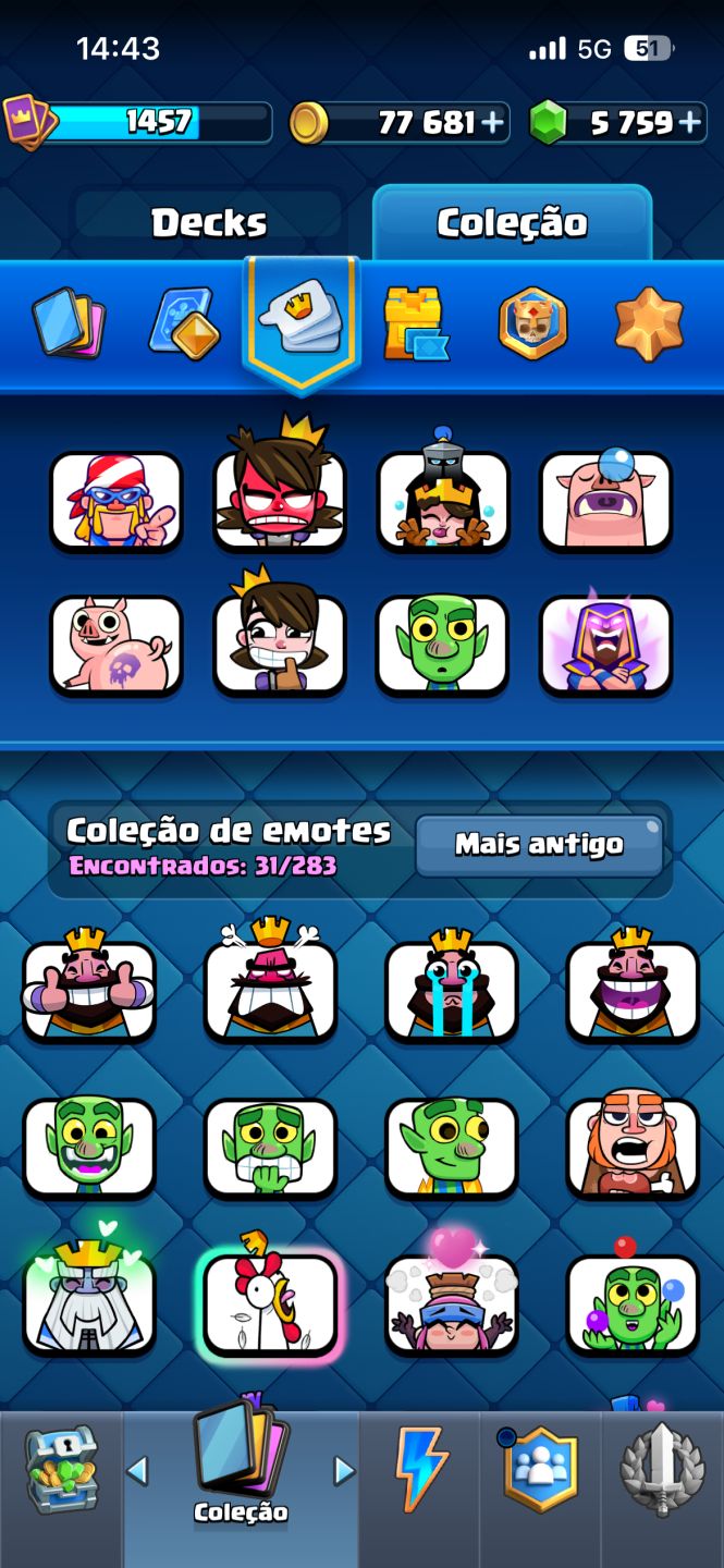 CONTA DE CLASH ROYALE COM EMBLEMA DE 10 ANOS+10K DE TROFÉU+9CARTA EVO+5K DE GEMA