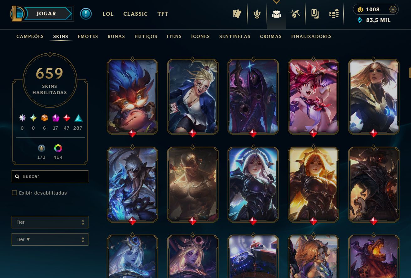 Lvl 767 | 659 skins | 1008 RP | Bordas e muitos mais
