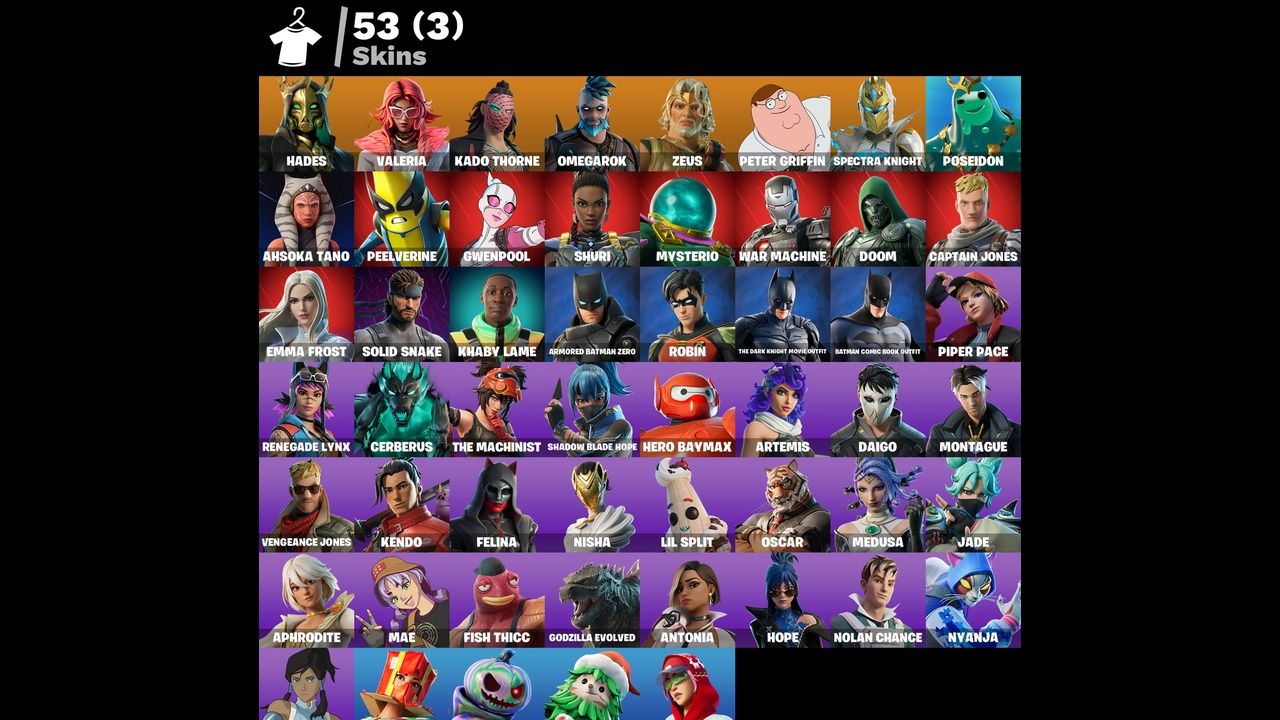 Conta FORTNITE 53 SKINS/BATMAN (zero/classic, knight) Robin / Peter GriFFIN