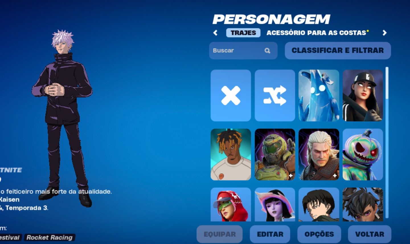 CONTA DE FORTNITE FULL ACESSO 56 SKINS COMO: GOJO, GOKU BLACK, LEVI, GOHAN E ETC