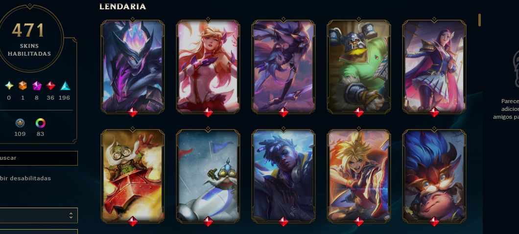 Conta lol esmeralda 2 , 471 skins com skins escolhidas na mão (negociável)