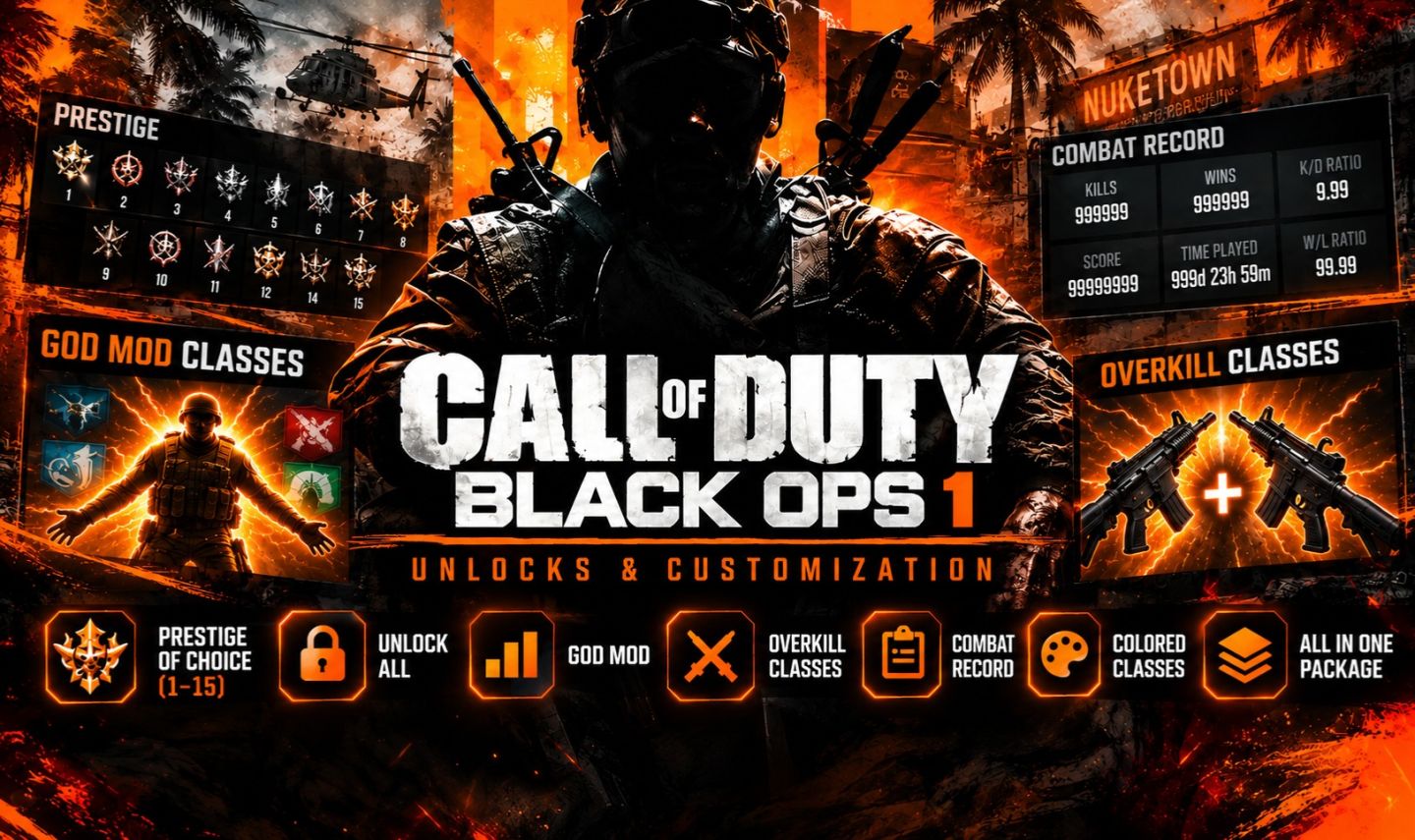 Black Ops 1 Unlockall, Class Overkill, GodMod+invisibility na sua conta