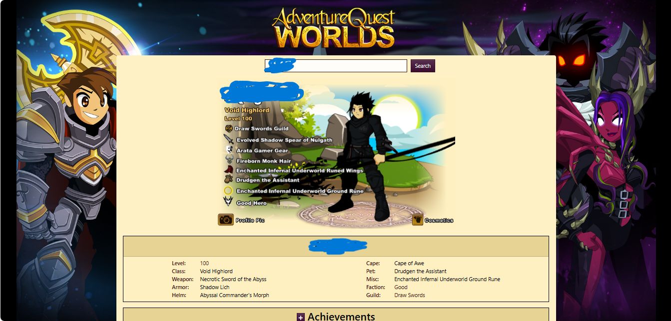 CONTA AQW LEVEL 100, (ENDGAME COMPLETO)