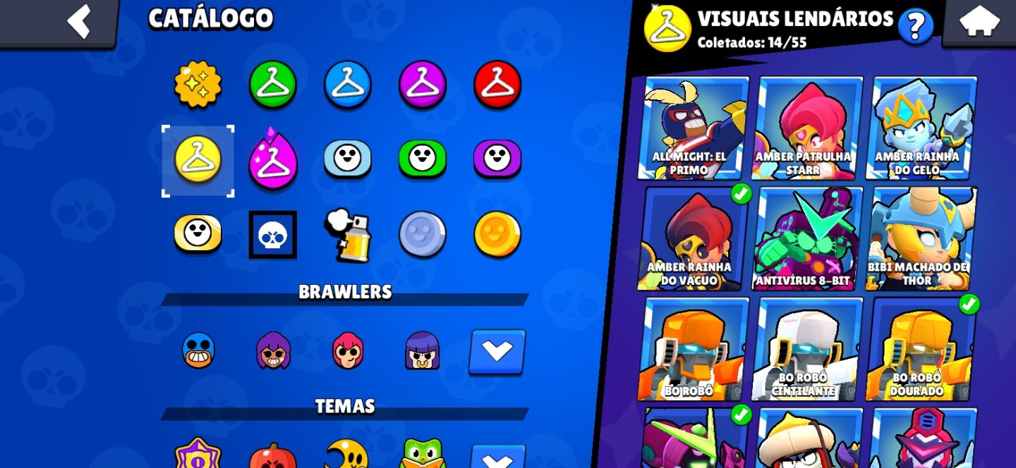 Conta Brawl Stars, 80+ Brawlers Maximados, 550+skins, 6 chaves de recurso
