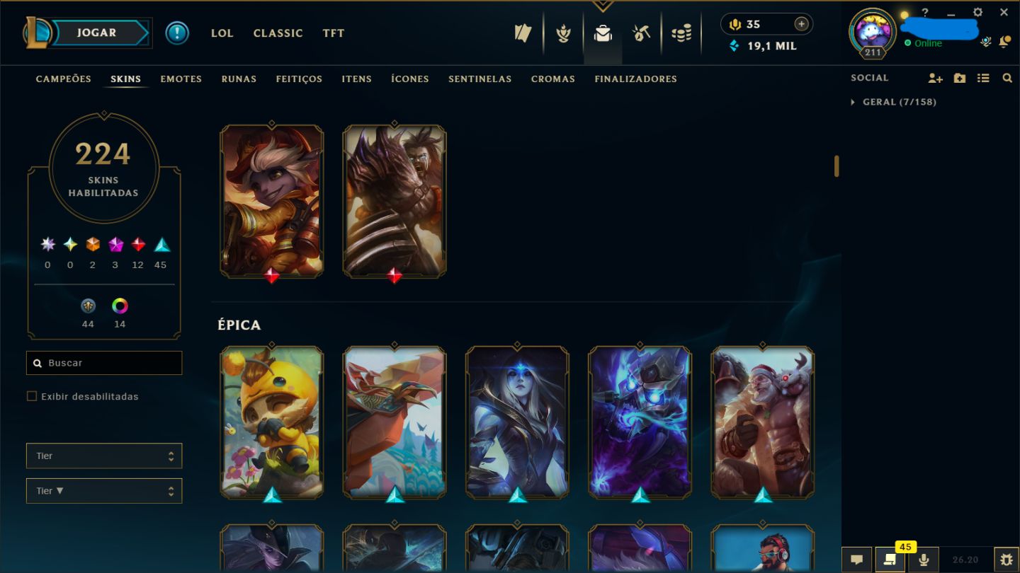 Conta com skins raras