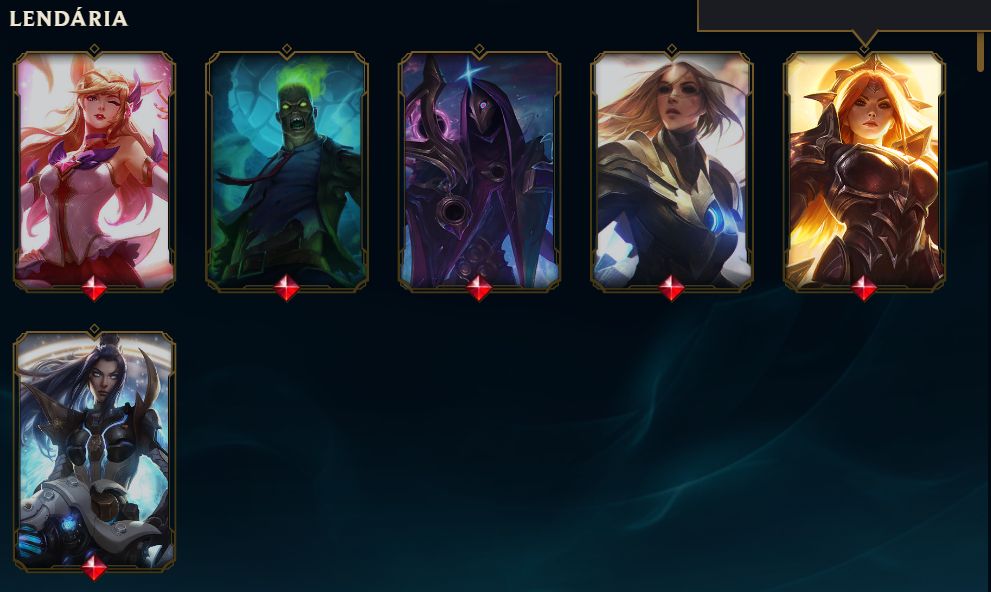 Conta LOL com 78 skins:SKIN LENDÁRIA DE AHRI, JHIN, BRAND, KAYLE, CAITLYN, LEONA