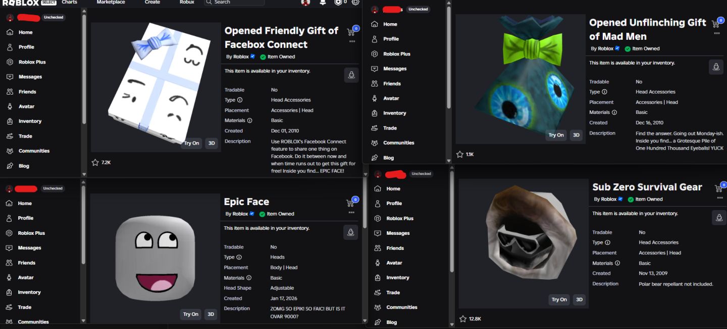 CONTA ROBLOX ANTIGA 2010 COM EPIC FACE + 75 OFFSALES E 31K DE RAP [UNVERIFIED]