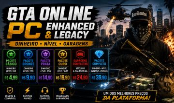 UP DE CONTA GTA Online PC Enhanced & Legacy Dinheiro + Level + Garagens