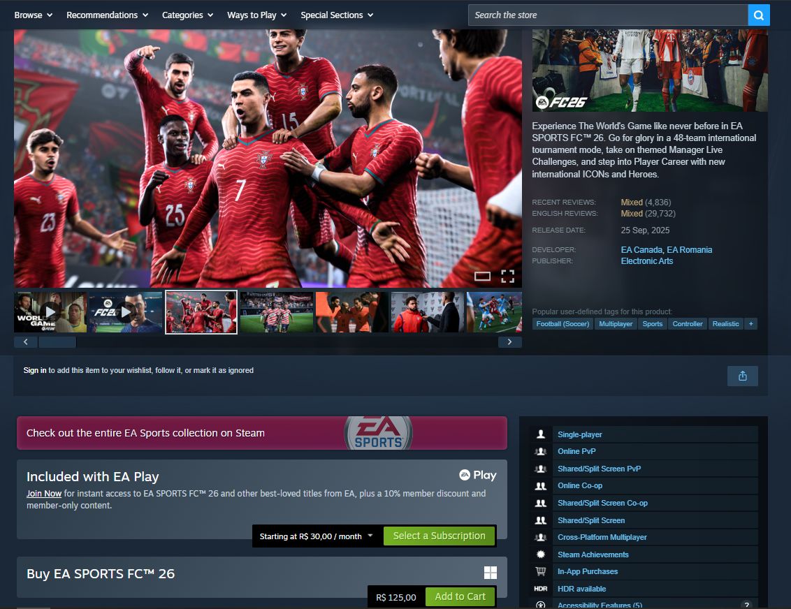 EA SPORTS FC 26 PC - CONTA STEAM ( PERMANENTE E SÓ SUA ) - FIFA 26