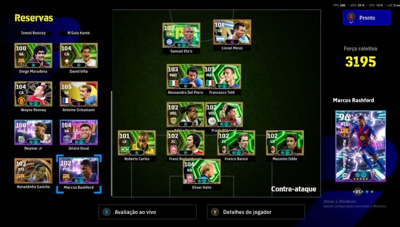Conta com del Piero blitz curler, messi, etooEfootball pc/Steam
