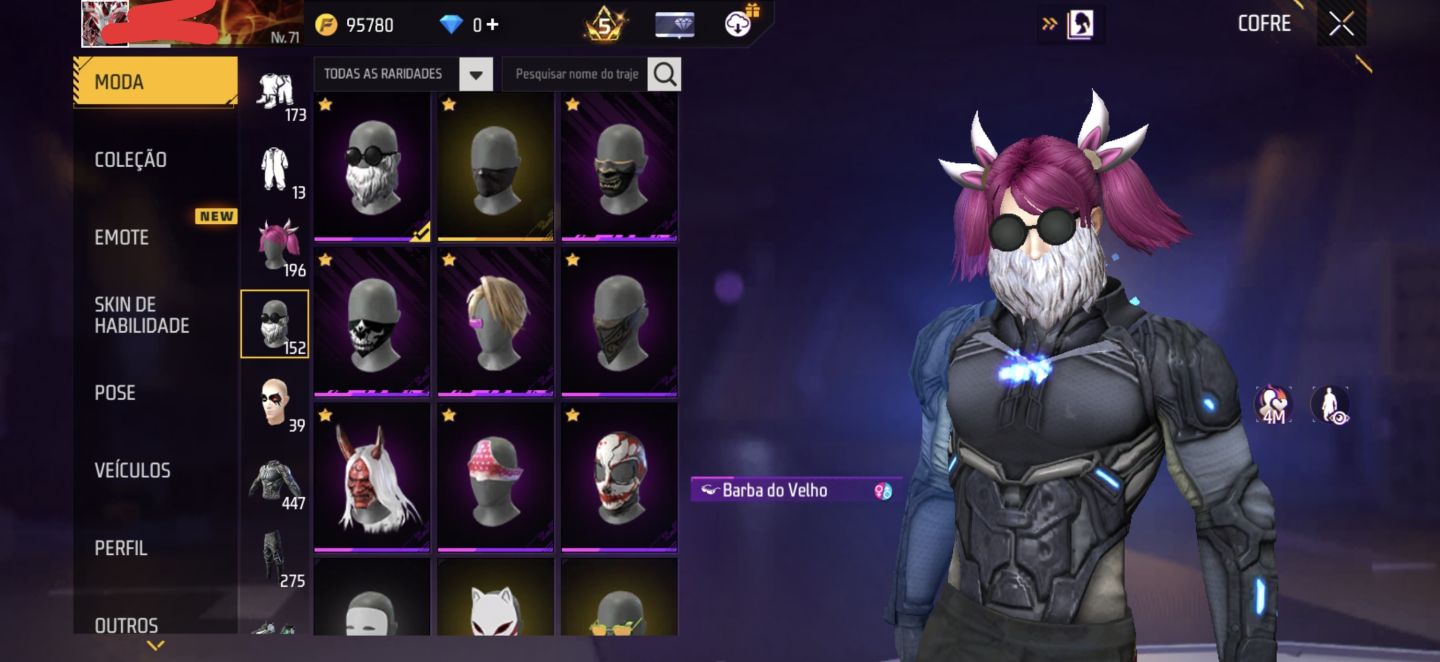 Conta free fire antiga 2018 com vários itens raros