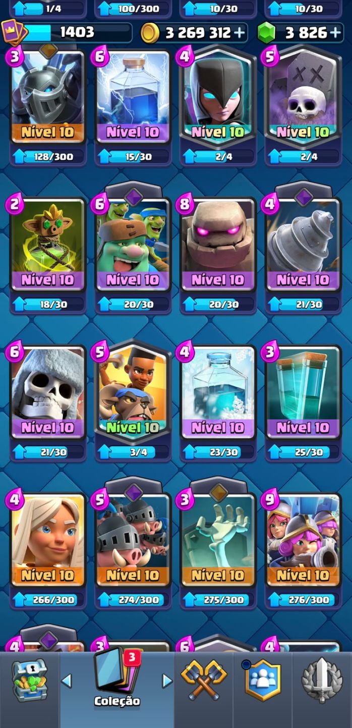CONTA CLASH ROYALE COM 8 ANOS DE JOGO 9K DE TROFÉUS E 3 MILHÕES DE OURO +BRINDES