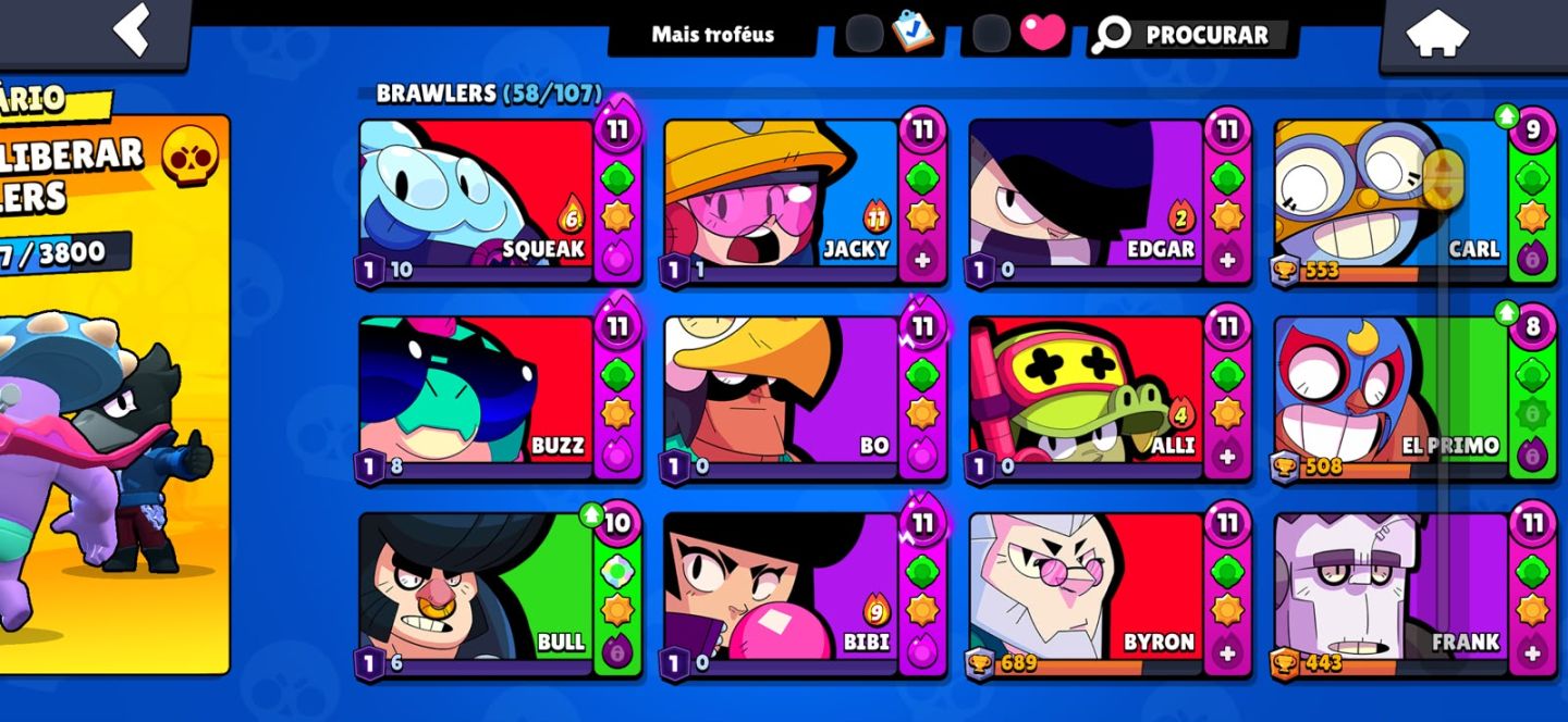 CONTA BRAWL STARS | VÁRIOS BRAWLERS + SKINSz