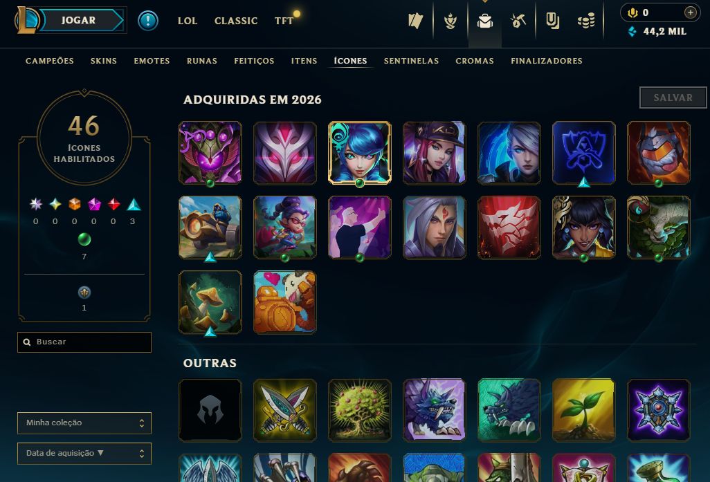 [Entrega Automática] Lol Ferro, 46 Skins, 44K Ea, Upada na Mão, 100% Segura!