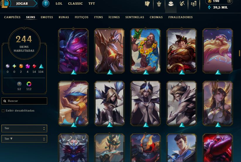 CONTA PLAT III - 244 SKIN - FULL CHAMP + ESPÓLIOS LOTADOS! - 100% SEGURA!