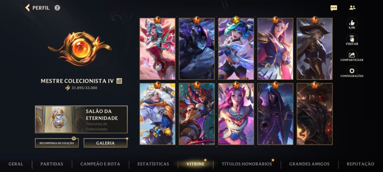 Conta de Wild rift com 161 skins conta com 35k de coleção