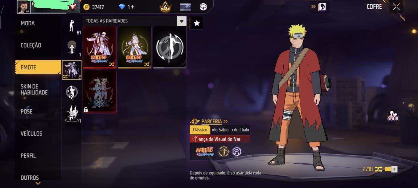 Conta de ff prime 6 muito gemada, com muitas coisas.