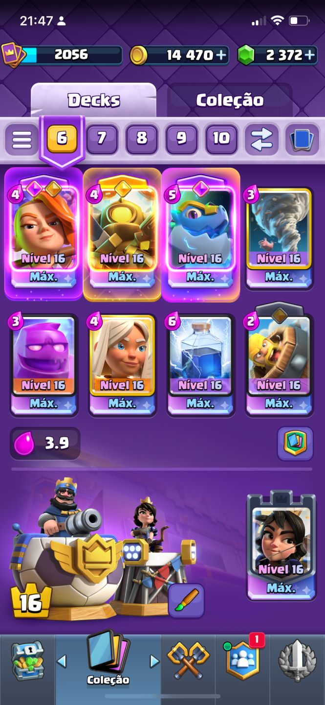 CONTA COM 61 CARTAS LVL 16 CLASH ROYALE