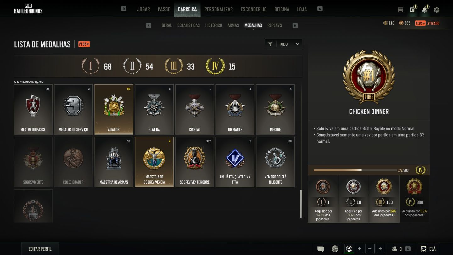 Conta de PUBG Plus STEAM - LVL 500 - 3.420 horas - 6 Armas Pregressivas + croma