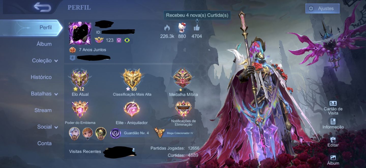Conta MLBB, skin do alpha legend e muito mais