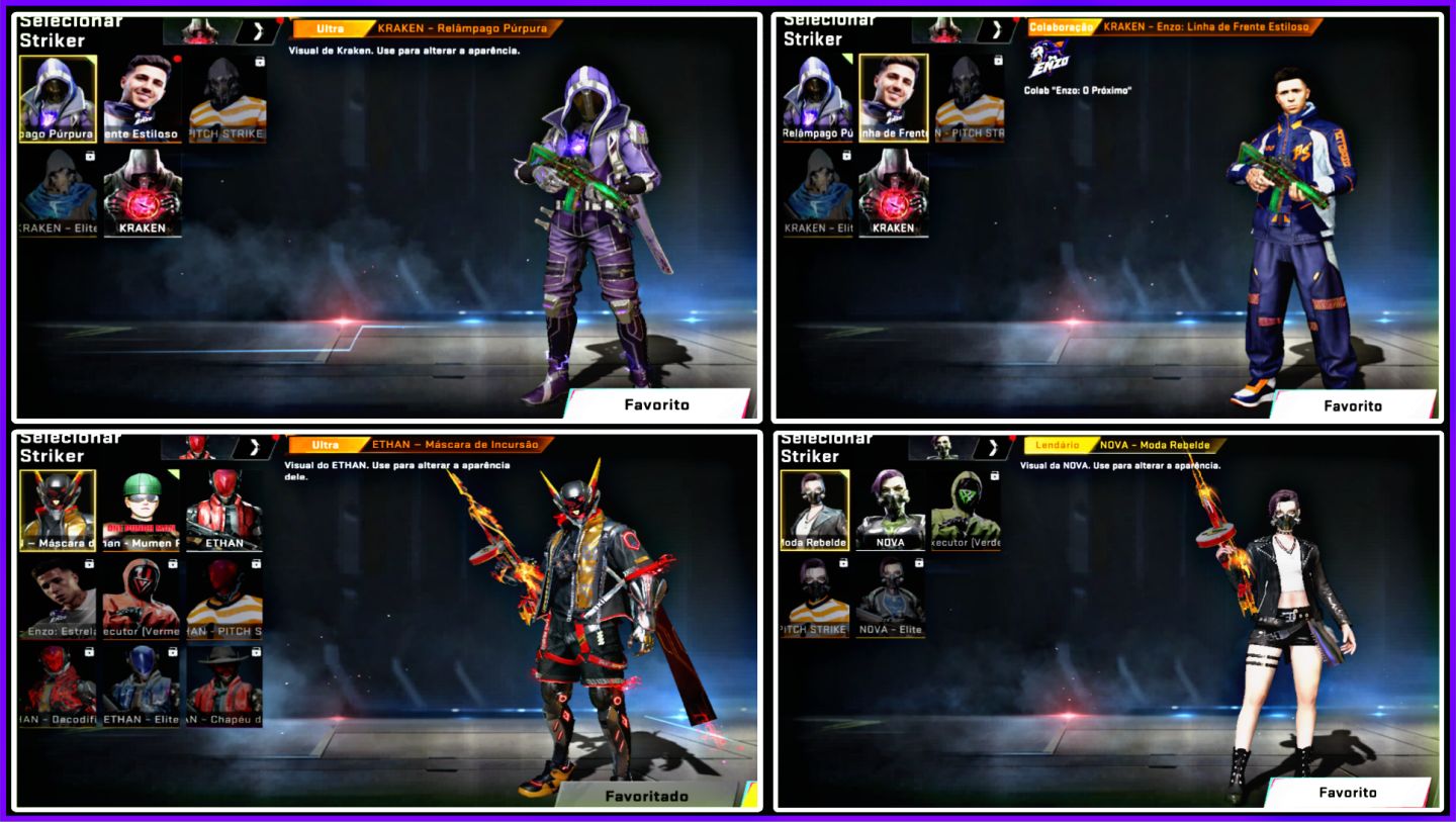 Conta Blood, Bastão, Chinelo, Skins de armas Eterna e Ultra, Skins de Strikers +