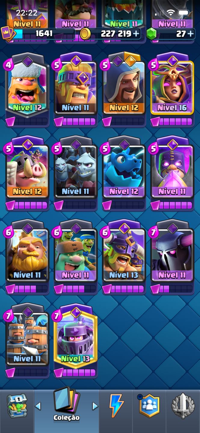 Conta Clash Royale passe da mini pekka completo 8 heróis, 19 evoluções