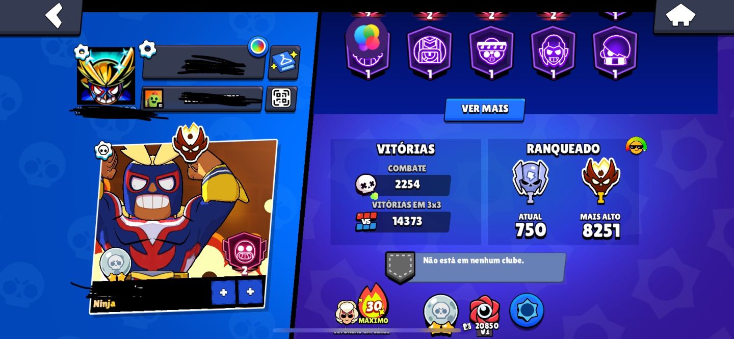CONTA DE BRAWL COM MESTRE E TODOS OS BRAWLERS