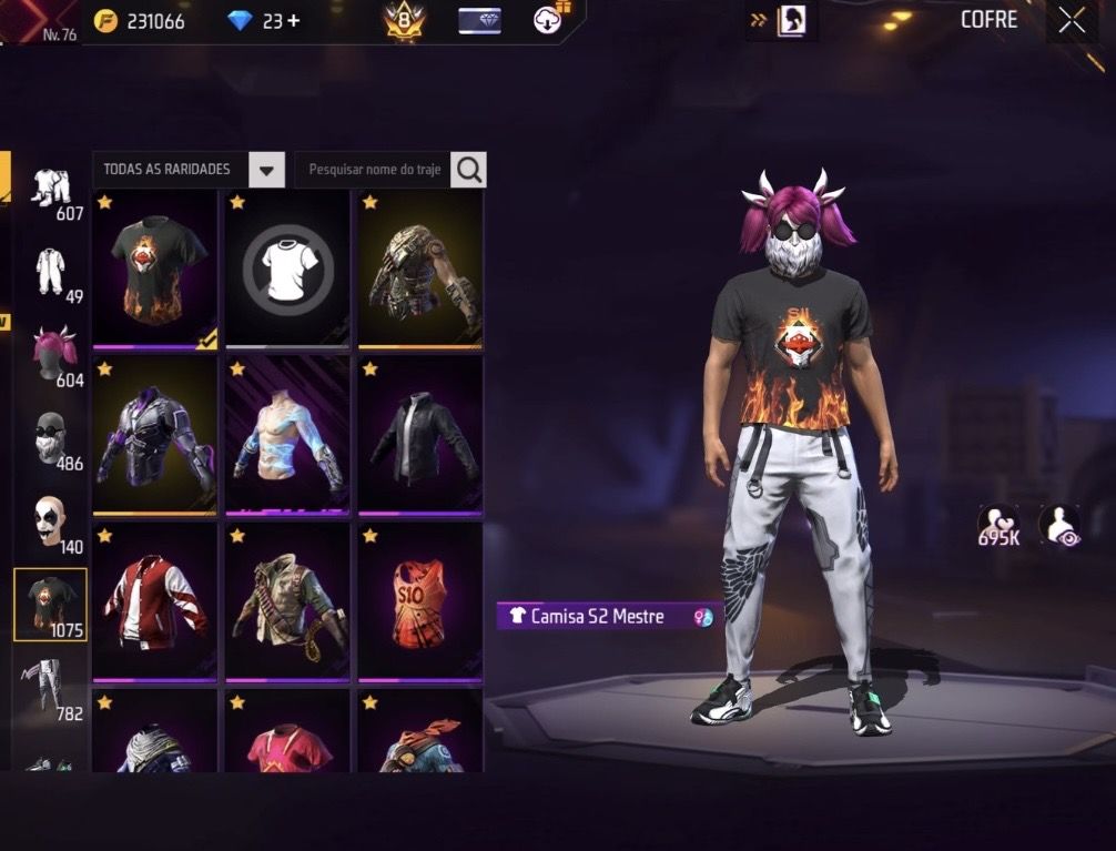 CONTA FREE FIRE ANTIGA EXTREMAMENTE RARA E GEMADA +1000 peitas PRIME 8