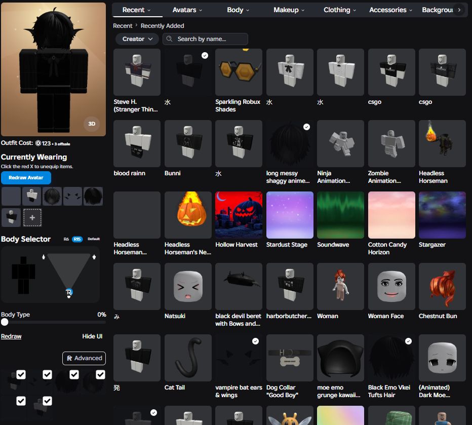 Conta com Headless Horseman (31K ROBUX) Unissex!!