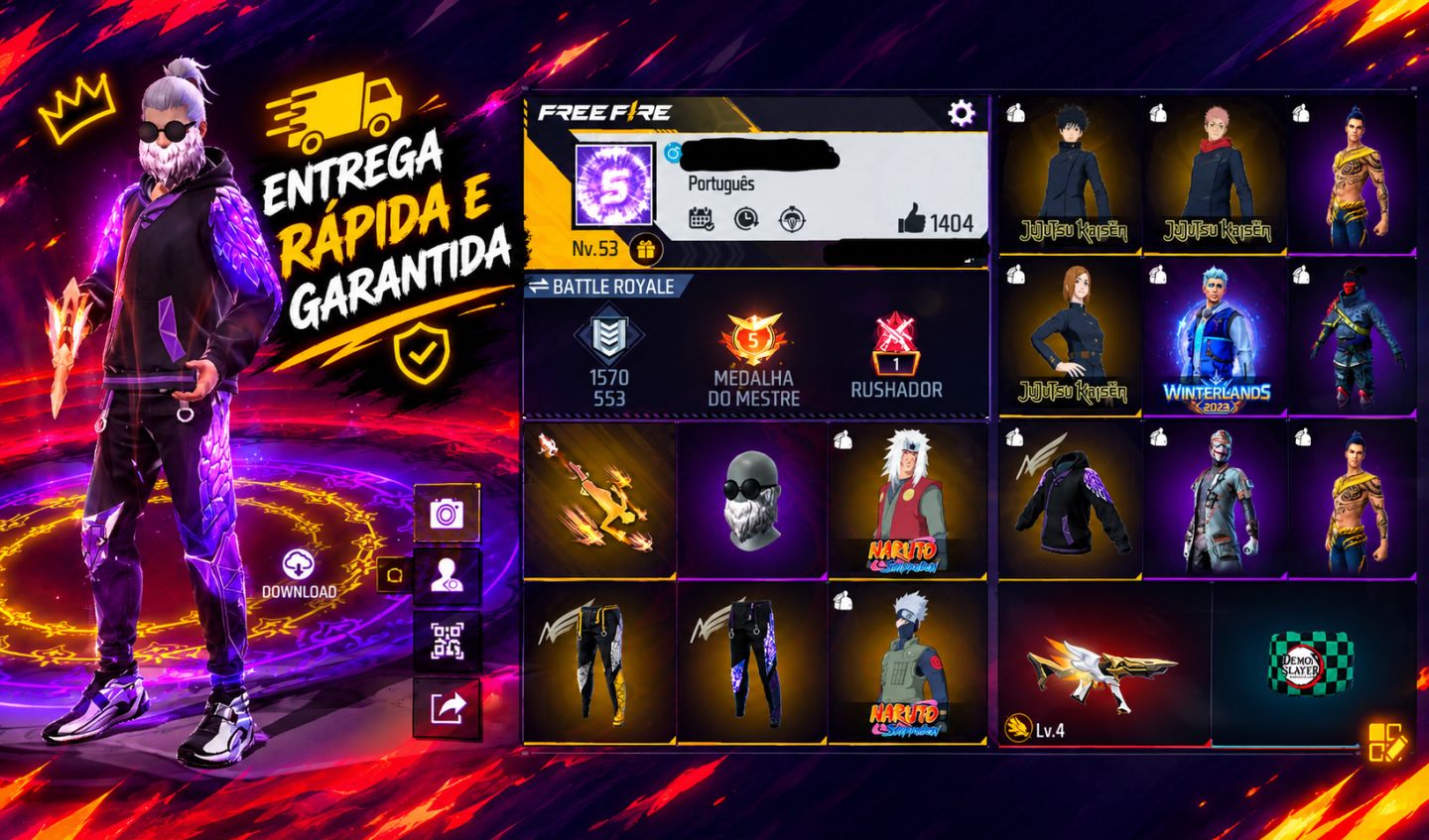 DUAS CALÇAS ANGELICAL+BARBA DO VELHO+ARMA EVOLUTIVA+PLANADOR AURA+SKIN DE ANIME