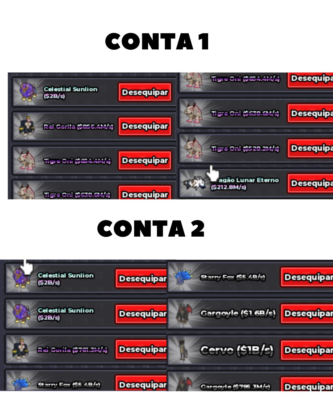 Contas ROUBE UM OVO UPADAS - PETS 1 A 5B GARANTIDOS!