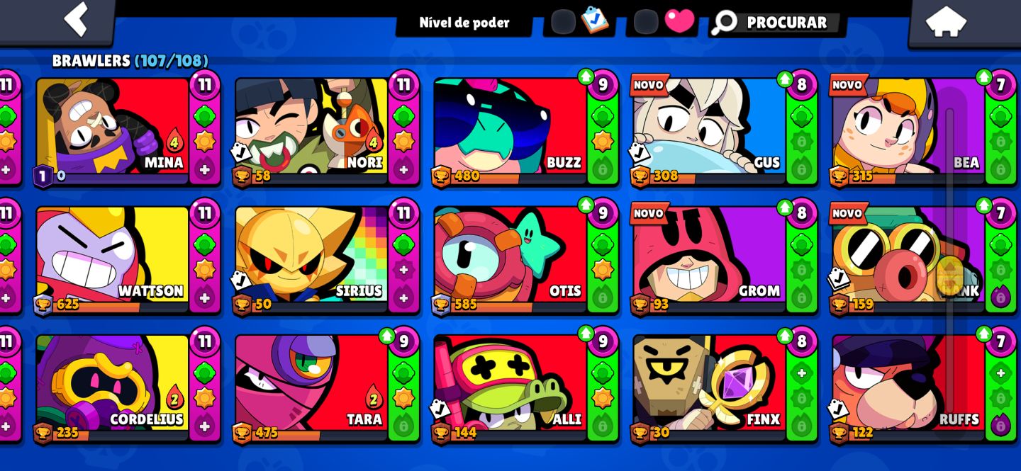 CONTA BRAWL STARS COM MUITOS PASSES E SKINS