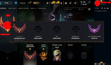 CONTA LEAGUE OF LEGENDS GRAOMESTRE 1100PDL (PEAK CHALL 1300) 60%WR (FA HANDLVL)