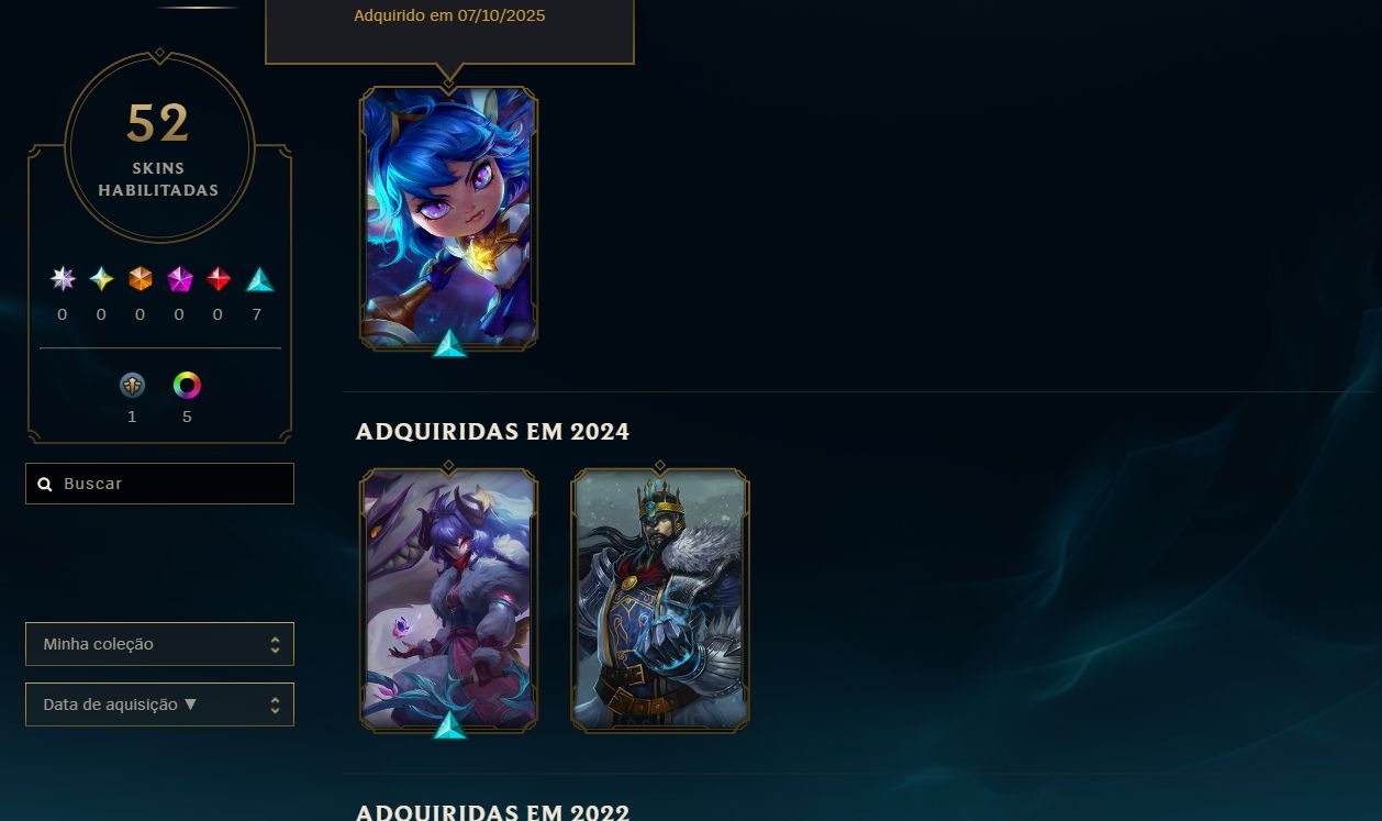 Conta League of Legends Esmeralda 1 | 51% Win Rate