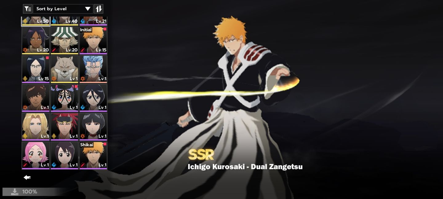 Conta com Ichigo Dual Zangetsu+Arma Assinatura+Aizen (sem arma assinatura)