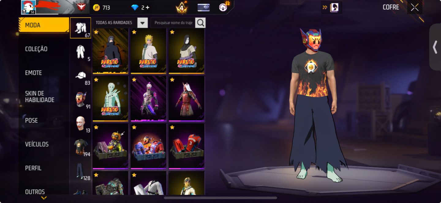 CONTA DE FF ANTIGA | PASSE 8 BITS | SKIN DO ITACHI | SKINS ÓBITO E MUITO MAIS