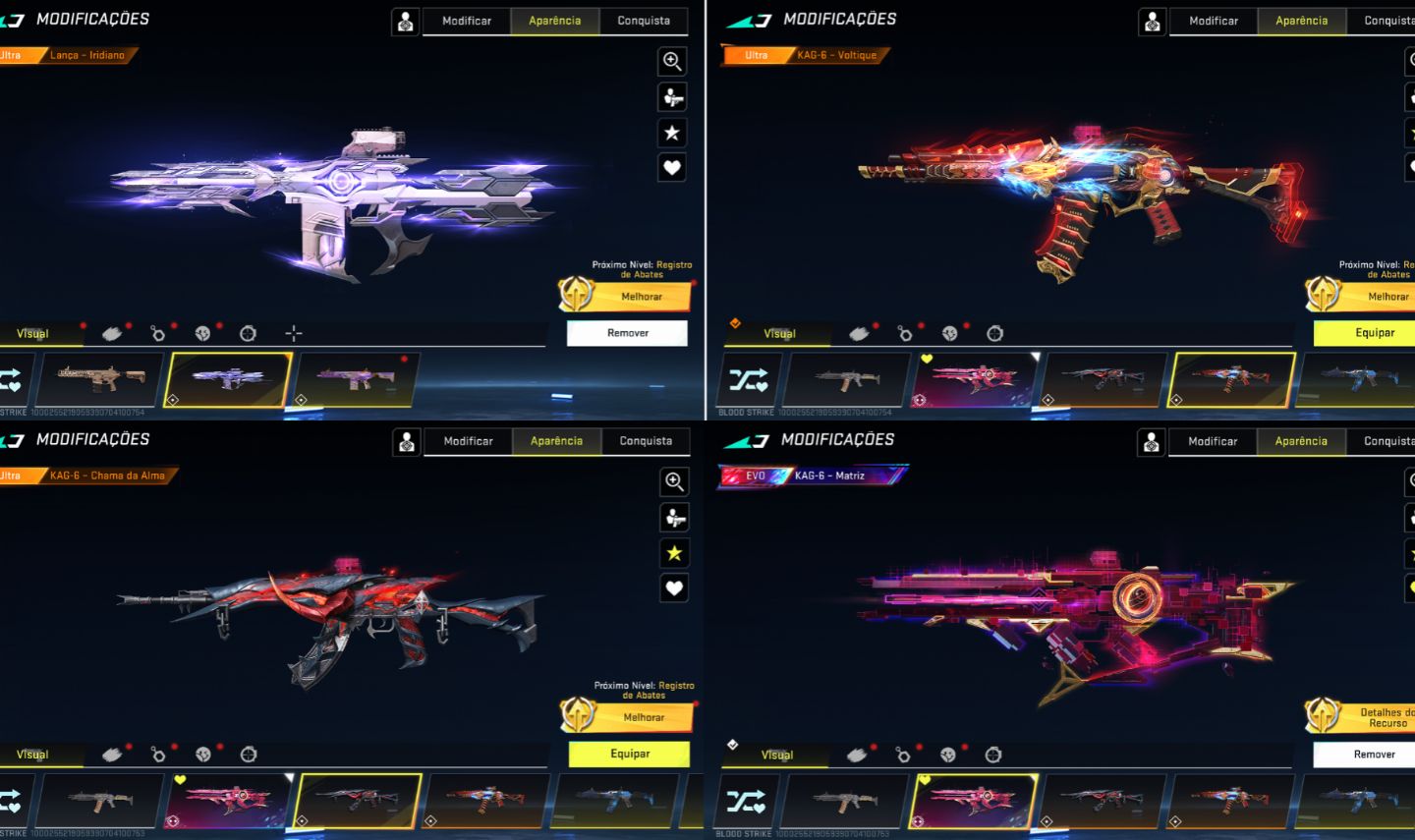 CONTA BLOOD STRIKE COM VARIAS SKINS 1 EVO 11 ETERNAS E 31 ULTRAS