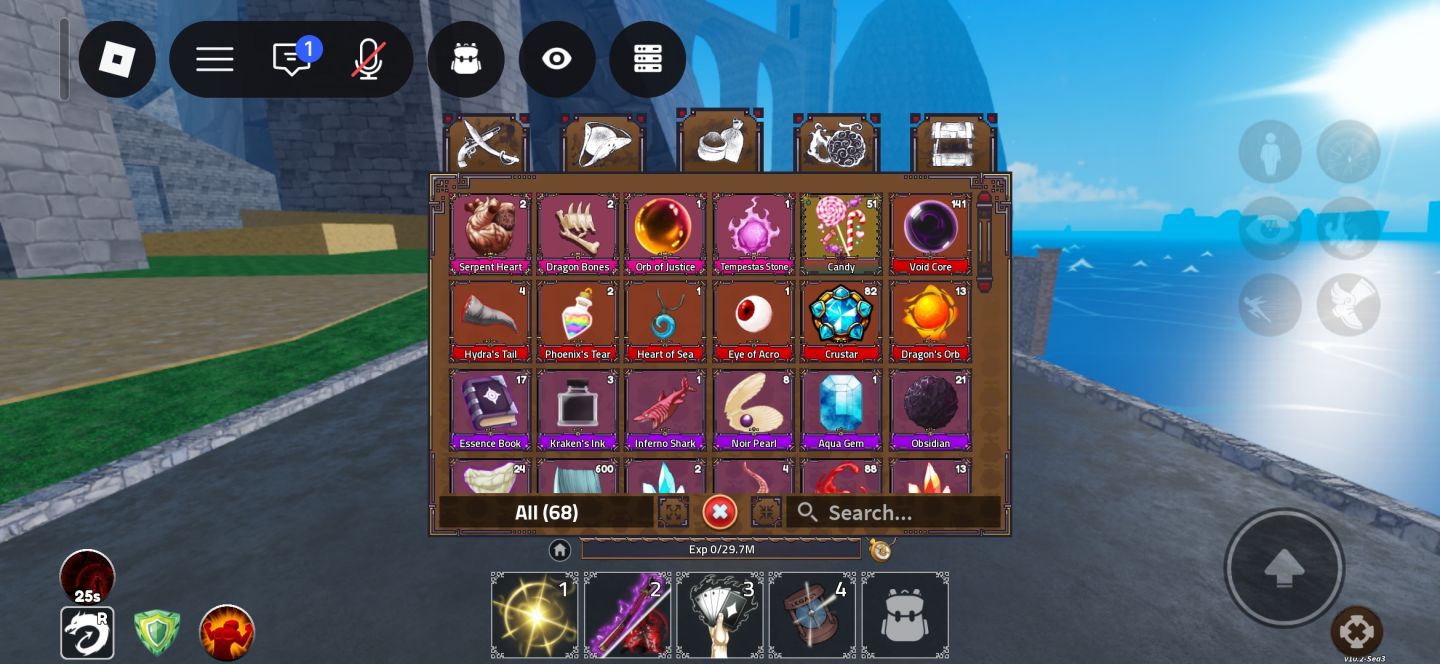 Conta de roblox focada em blox fruits,aotr,fish e muitos mais jogos