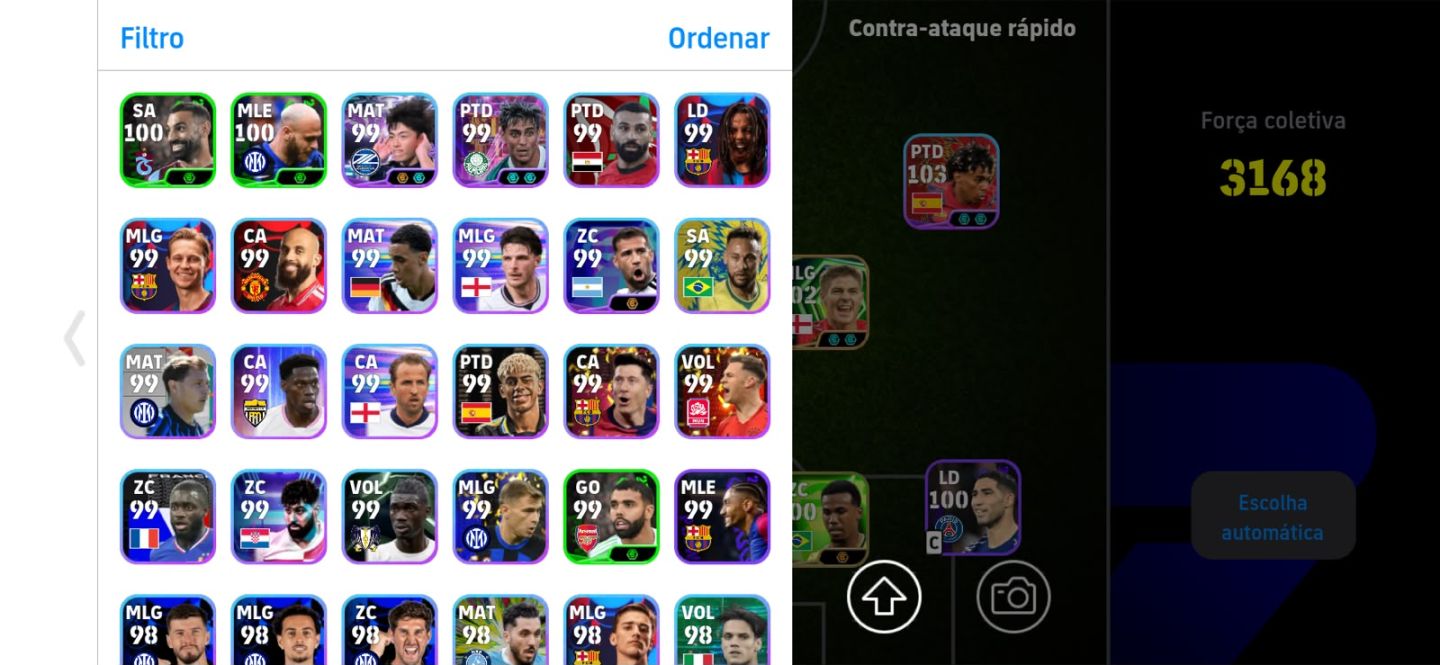 CONTA EFOOTBALL 3168 | CR7 107 + MESSI 104 + NEYMAR | ELENCO RECHEADO