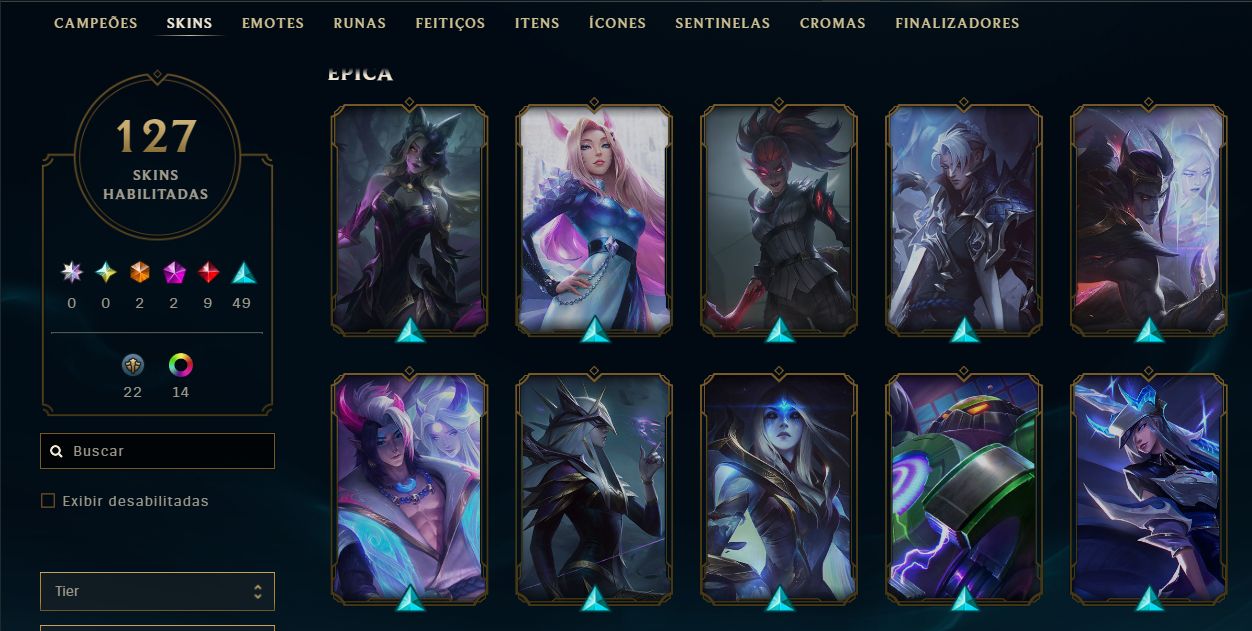 CONTA LEAGUE OF LEGENDS - 86 SKIN - MITICAS/LENDARIAS/EPICAS - FULL ACESSO