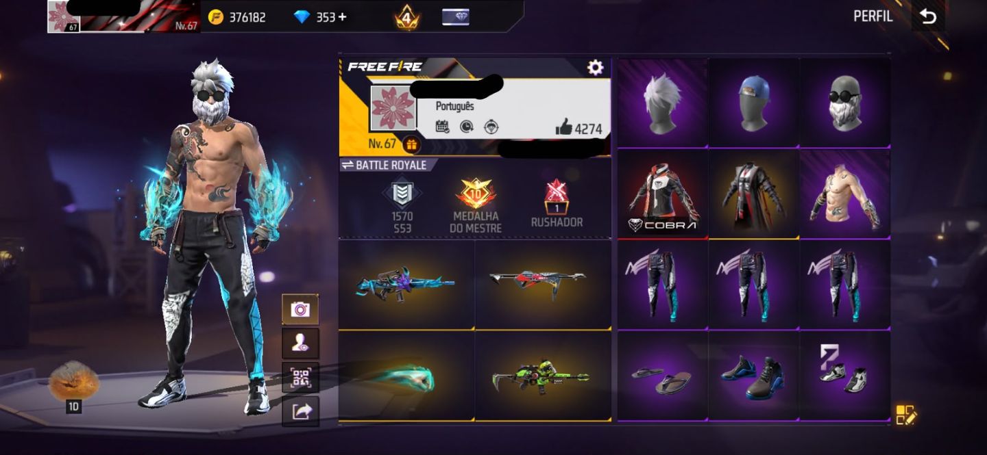 Conta free fire gemada rara com entrada punho angelical troca nick barbinha