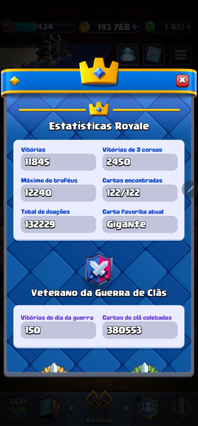 CONTA CLASH ROYALE | 12.2K TROFÉUS (ARENA 29) | 122/122 CARTAS (100%) | NÍVEL 16