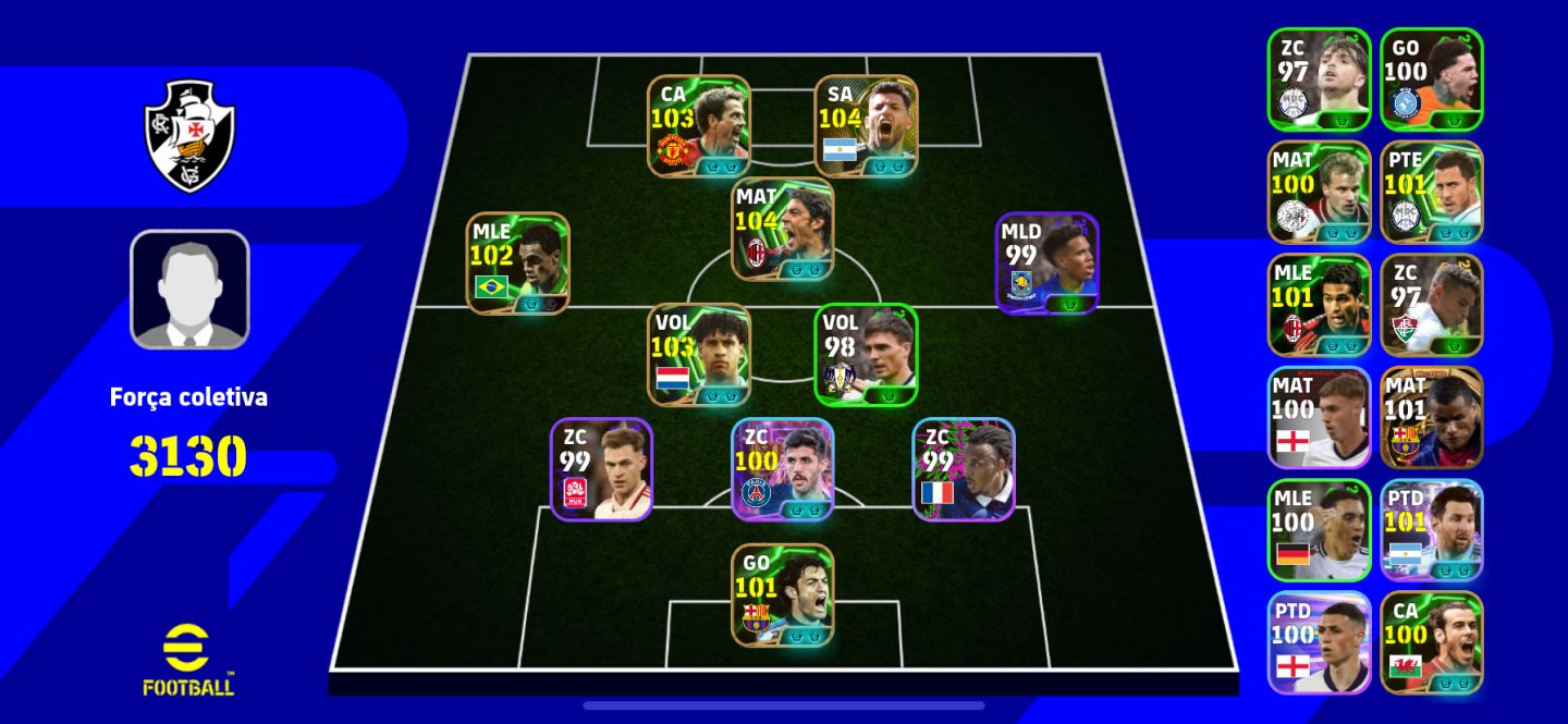 Conta braba de efootball Rui Costa 104 , Michael owen 104 e companhia