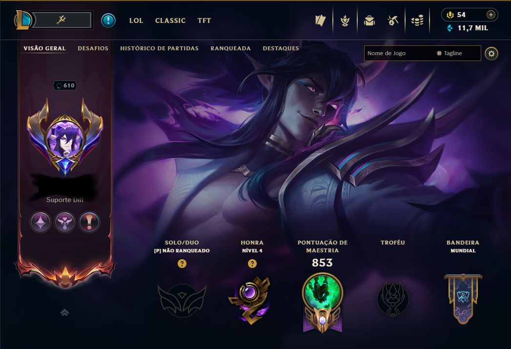 LOL BR LVL 610 FULLCHAMP | 581 SKINS | 3 ULTIMATE | 9 MÍTICAS | MAIN THRESH 415K