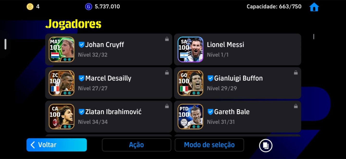 CONTA EFOOTBALL MOBILE 2026 | 3283 FORÇA | IBRAHIMOVI 109 | CRUYFF 108 | VÁRIOS