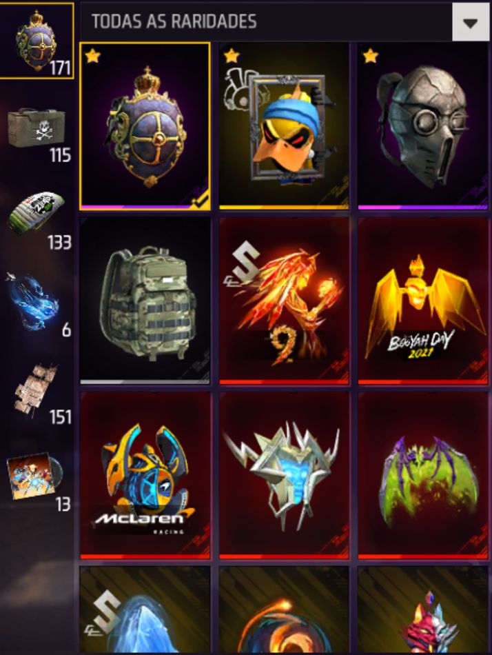 CONTA FREE FIRE: Top Criminal Vermelho + 8 Armas Evo (Lvl 6) + Passes Antigos