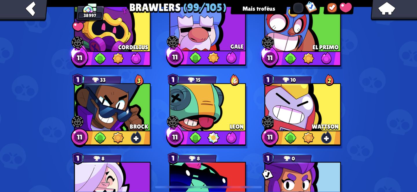 Conta brawl stars 38k trofeu+ clash royale 9k trofeu
