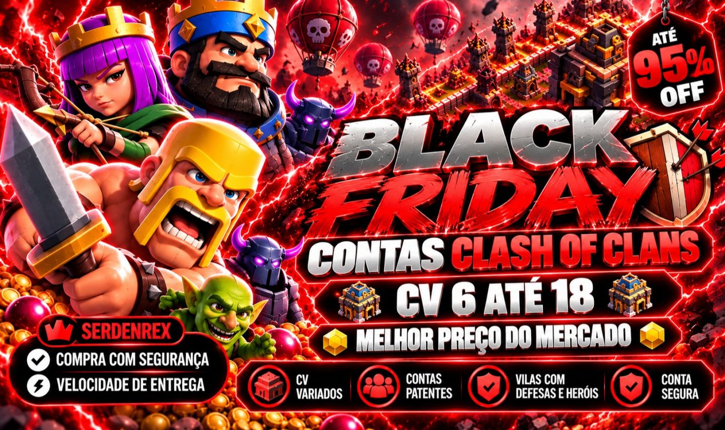 95% DE DESCONTO, CONTA CLASH OF CLANS, TODOS OS CVS, 9,10,11,12,13,14,15,16